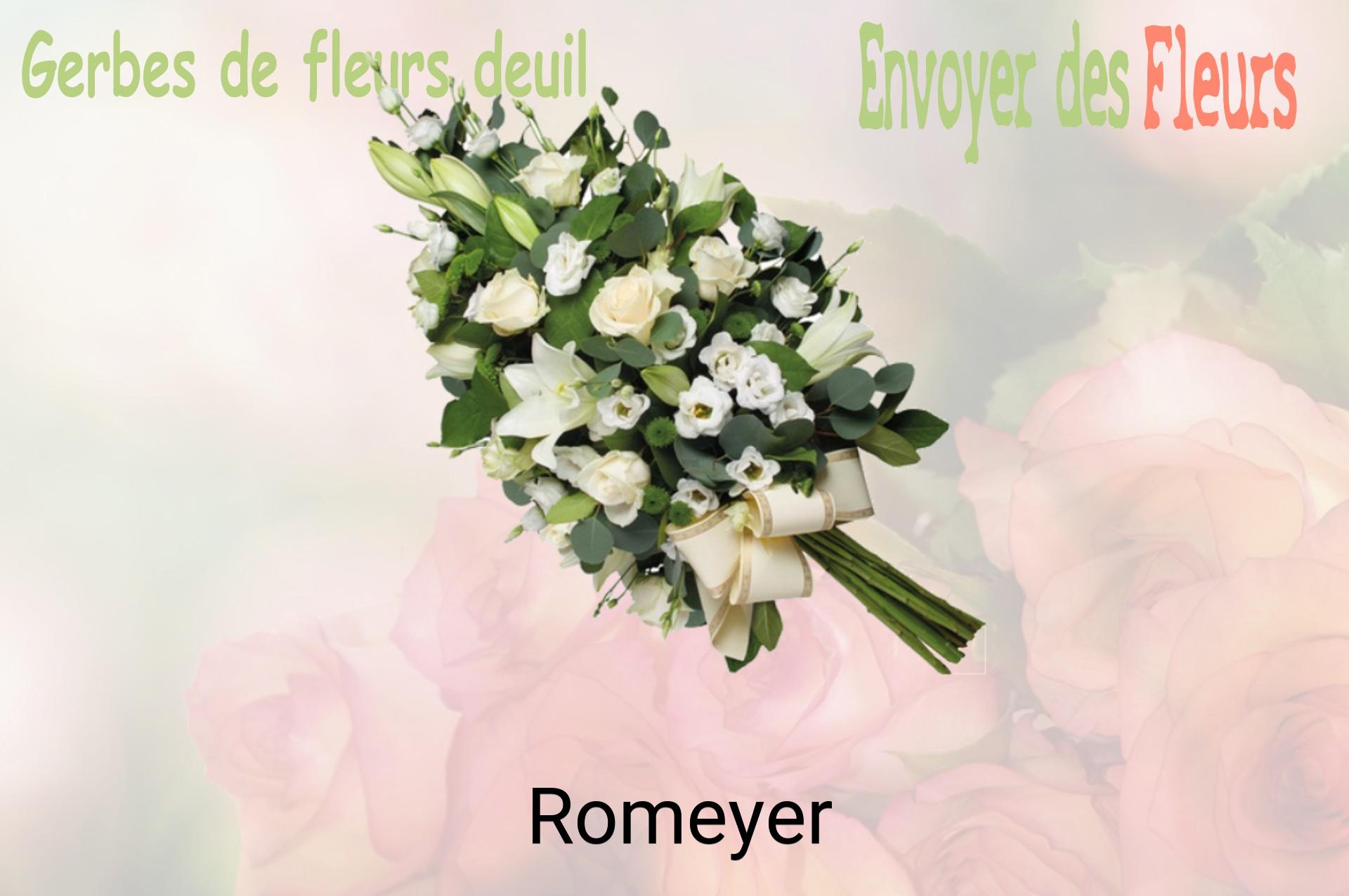 Gerbe de fleurs de deuil livrée à Romeyer